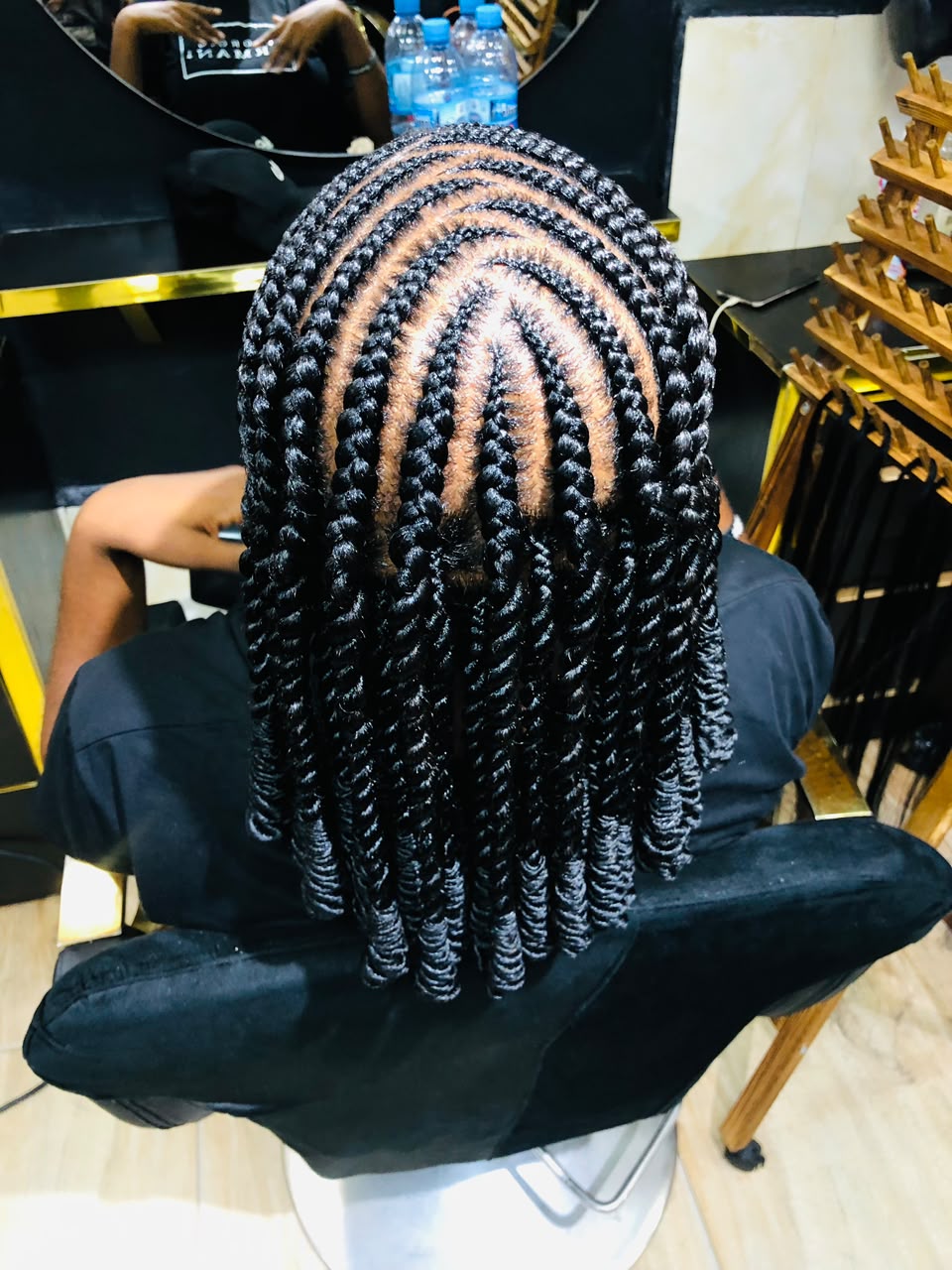 Intricate stitch braids styling